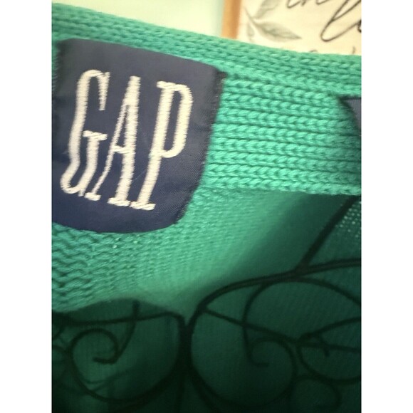 Vintage GAP Green Cardigan L Button Up Thick Chunky Preppy Yacht Yuppie knit - Picture 4 of 7